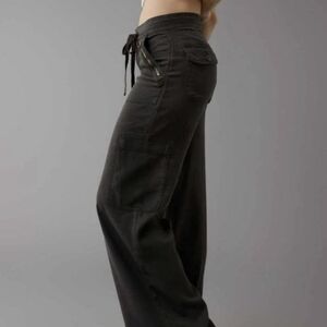 American Eagle linen/cotton Blend Baggy Wide Leg Cargo Pants